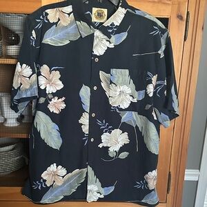 Men's Floral Black Button Down Shirt